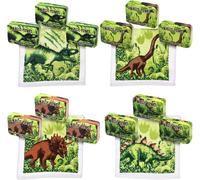 Tianyi-Lot De 12 Serviettes Magiques Dinosaures En Coton - Serviette Magique Pour Enfants - Environ 30 X 30 Cm - Pour Cadeau D'anniversaire D'enfant