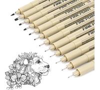 Tianyi-Lot De 12 Stylos À Pointe Fine Noirs De Différentes Épaisseurs, Livrés Avec Un Pinceau, Une Pointe Fine Et Une Pointe De Calligraphie, Des Accessoires De Journalisation Pour Peindre Et