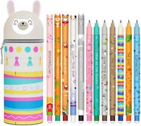 Tianyi-Lot De 12 Stylos Gel Effaçables - Kawaii Alpaga Trousse D'écolier 2 En 1, Avec Encre Effaçable Thermosensible, Une Variété De Couleurs D'encre Et De Designs De Tige, Sonnette De Vélo Classique