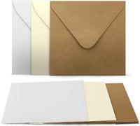 Tianyi-Lot De 15 Cartes Pliées - Carré - 240 G/M² - 220 G/M² - Blanc - Crème - Kraft - Avec Enveloppes - 120 G/M² - 90 G/M² - Fermeture Humide - 30 Pièces.
