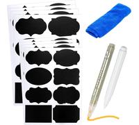 Tianyi-Lot De 163 Étiquettes Noires Pour Tableau Noir Avec 2 Stylos Et 1 Serviette \U2013 Autocollants Imperméables Et Réutilisables Pour Bocaux, Conteneurs, Garde-Manger, Bacs De Rangement