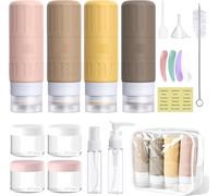 Tianyi-Lot De 19 Flacon Voyage Kit,100ml Flacon Voyage Silicone Avion, Flacons Pulvérisateur Vide,Petite Boîte De Crème Pour Shampooing,Gel Douche,Lotion,Cosmétiques