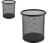 Tianyi-- Lot De 2 Carafe À Crayons En Métal Porte-Stylo Rond En Métal Métallique Mesh Multifonction Gobelet Pour Stylo À Bille Ø 91 Mm Noir