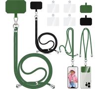 Tianyi-Lot De 2 Chaînes De Téléphone Portable, Universelles, Unisexes, Réglables Pour La Bandoulière, Cordon De Téléphone Portable Avec 4 Coussins, Compatible Avec Tous Les Smartphones (Noir + Vert O