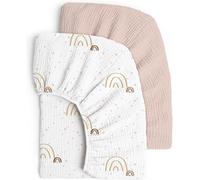 Tianyi-Lot De 2 Draps En Coton Mousseline Pour Lit Bébé 60 X 120 Cm/70 X 140 Cm, Drap De Voyage (Rose Arc-En-Ciel, 60 X 120 Cm)