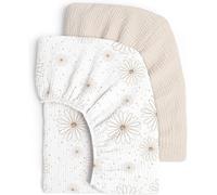 Tianyi-Lot De 2 Draps-Housses En Mousseline De Coton Pour Enfant - 60 X 120 Cm / 70 X 140 Cm, Pour Lit De Voyage, Lit D'appoint, Linge (Pâquerettes, Blanc, 70 X 140 Cm)
