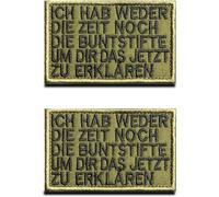 Tianyi-Lot De 2 Écussons Amusants Brodés Compatibles Avec Velcro - Motif : « Ich Hab Weder Die Zeit Noch Die Zeit Noch Die Zeit » - Pour Motard, Sac À Dos, Vêtements