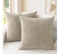 Tianyi-Lot De 2 Housses De Coussin Confortables Pour Canapé, Décoration De La Maison - Tissu Chenille Doux Teint Uni - 40 Cm X 40 Cm - Taupe Clair