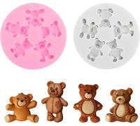 Tianyi-Lot De 2 Moules En Silicone 3d En Forme D'ours Mignons, Moules À Chocolat, Moules À Cire Fondue, Moules À Gelée, Moules À Gélatine Pour Ornements Décoratifs, Loisirs Créatifs