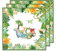 Tianyi-Lot De 20 Serviettes En Papier Motif Dinosaures, 33 X 33 Cm, Pour Garçons Et Filles, Décoration D'anniversaire Pour Enfants, Dinosaures
