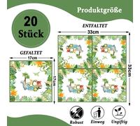 Tianyi-Lot De 20 Serviettes En Papier Motif Dinosaures, 33 X 33 Cm, Pour Garçons Et Filles, Décoration D'anniversaire Pour Enfants, Dinosaures