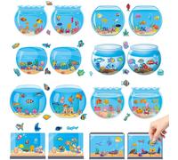 Tianyi-Lot De 24 Autocollants D'animaux Marins Pour Enfants - 3d - Scène - Monde Sous-Marin - Poisson - Autocollants Miniatures 3d - Scène Bleue - Océan - Animaux Marins