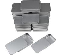 Tianyi-Lot De 24 Boîtes Rectangulaires En Métal Avec Couvercle Coulissant Pour Bonbons, Bijoux, Travaux Manuels, Pilules, Baume À Lèvres, Kit De Survie, Tailles Mélangées (Argent)