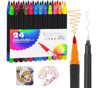Tianyi-Lot De 24 Feutres De Couleur Pour Enfants, Stylos Aquarelle Avec Deux Pointes, Ensemble De Stylos Pinceaux Et Stylos Fins Pour Cadeau Filles, Enfants, Pour Colorier, Dessin, Bricolage