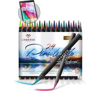 Tianyi-Lot De 24 Pinceaux De Qualité Supérieure 24 Couleurs Aquarelles + 2 Pinceaux Pour Réservoir D'eau Pinceau Avec Pointe Pinceau Flexible Pour Aquarelle, Lettrage À La Main, Bullet Journal,
