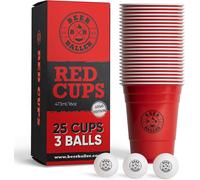 Tianyi-Lot De 25 Gobelets Rouges Avec Logo Et 3 Balles Passe Au Lave-Vaisselle Et Réutilisable 473 Ml ¿ Gobelets De Fête Rouges Gobelet De Fête Américain Original