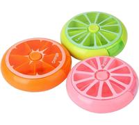 Tianyi-Lot De 3 Boîtes De Rangement Pour Pilules (Orange/Citron/Pomelo) Créatives Et Portables, 7 Jours, Forme Circulaire