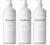 Tianyi-Lot De 3 Flacons Distributeurs De Shampooing Et D'après-Shampoing Rechargeables De 946 Ml Avec 8 Étiquettes Étanches