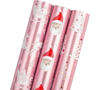 Tianyi-Lot De 3 Mini Rouleaux De Papier Cadeau De Noël, Motif Sapin De Noël/Père Noël/Rennes/Traîneau \U2013 43,5 Cm X 3 M Par Rouleau