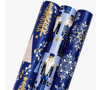 Tianyi-Lot De 3 Mini Rouleaux De Papier Cadeau De Noël Rose, Motif Père Noël Et Flocon De Neige \U2013 43,5 Cm X 3 M Par Rouleau