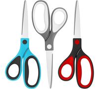 Tianyi-Lot De 3 Paires De Ciseaux Multi-Usages De Qualité Supérieure Pour Gaucher - Lames Tranchantes En Acier Inoxydable Pour L'école, Le Bureau, La Maison