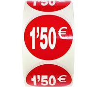 Tianyi-Lot De 3 Rouleaux D'étiquettes De Prix « 1.50 » \U2013 1 500 Autocollants Ronds, Rouge Brillant, Ø35 Mm, Idéals Pour L`Étiquetage En Magasin (1.50 -3)