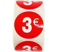 Tianyi-Lot De 3 Rouleaux D'étiquettes De Prix « 3 » \U2013 1 500 Autocollants Ronds, Rouge Brillant, Ø35 Mm, Idéals Pour L`Étiquetage En Magasin (3 -3)