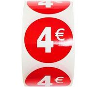 Tianyi-Lot De 3 Rouleaux D'étiquettes De Prix « 4 » \U2013 1 500 Autocollants Ronds, Rouge Brillant, Ø35 Mm, Idéals Pour L`Étiquetage En Magasin (4 -3)