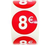 Tianyi-Lot De 3 Rouleaux D'étiquettes De Prix « 8 » \U2013 1 500 Autocollants Ronds, Rouge Brillant, Ø35 Mm, Idéals Pour L`Étiquetage En Magasin (8 -3)