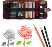 Tianyi-Lot De 39 Crayons À Dessin Avec Couvercle Du Kit D'esquisses À Charbon Crayons De Graphite Crayons À Charbon Crayons Aquarelles Stylo Effaçable En Papier Débutants Artistes Pour Enfants Et Adu