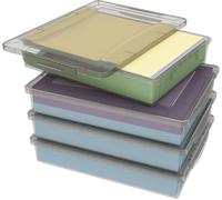 Tianyi-Lot De 4 Boite De Rangement A4 Avec Couvercle, Boite Rangement Document Papier Administratif, Boite Archives Carton Plastique, Boîtes De Stockage, Caisse De Rangement, Boite Classement, Gris