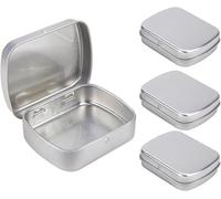Tianyi-Lot De 4 Boîtes Vides Argentées Avec Charnières - Mini Boîtes Portables - Petite Boîte De Rangement - Porte-Cartes Cadeaux - Pour Le Bricolage, L'organisation De La Maison