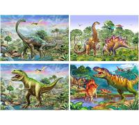 TIANYI-Lot de 4 Diamond Painting Dinosaure 30x40 cm Peinture par Numéros Dinosaures Tableau Diamant Dinosaure Peinture Diamant Dinosaure Puzzle Diamant Dinosaure Point de Croix Dinosaure Enfant