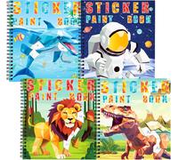 Tianyi-Lot De 4 Livres D'autocollants Dinosaures Pour Enfants De 3 À 8 Ans, 40 Images Livre D'autocollants Par Numéro, Livre D'autocollants Pour Enfants Pour Améliorer L'intelligence, Cadeaux De Noël
