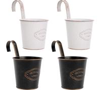 TIANYI-Lot de 4 pots de fleurs suspendus pour balcon avec trou de drainage, petits pots de fleurs suspendus en métal, cache-pot de fleurs à suspendre, vintage