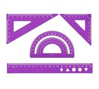 Tianyi-Lot De 4 Règles En Alliage D'aluminium - Rapporteur D'angle Triangulaire, Mathématiques, Géométrie - Kit D'outils Pour Étudiants, Enseignants, Ingénieurs Et Dessinateurs 20cm (Violet)