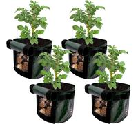Tianyi-Lot De 4 Sacs De Culture De Pommes De Terre De 3 Gallons Avec Fenêtre À Rabat - Sac De Plantation De Pommes De Terre De 3 Gallons Avec Poignées De Sangle, Sacs Pour Plantes De Jardin, Légumes,
