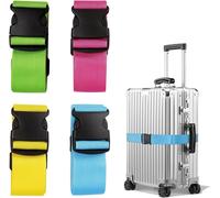 Tianyi-Lot De 4 Sangles De Bagage Robustes Et Réglables Pour Valise, Sacs De Voyage (Bleu Clair, Vert Fluo, Jaune, Rouge Émaillé)