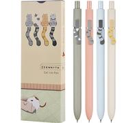 Tianyi-Lot De 4 Stylos Kawaii Mignons De 0,5 Mm À Encre Noire Japonaise À Pointe Fine Et Lisse, Série Haut De Gamme, Stylos Rétractables En Forme De Queue De Chat Pour Journal Intime, Prise De Notes