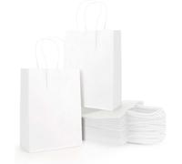 Tianyi-Lot De 40 Sacs Blanc Cabas En Papier Kraft Avec Poignées, Cadeaux En Papier Petits Sacs De Transport, Sacs De Fête Pour La Nourriture, La Pâtisserie, Le Shopping, Les Fêtes De Fin D'année