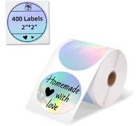 Tianyi-Lot De 400 Étiquettes Thermiques Holographiques Argentées Autocollantes De 5,1 Cm - Pour Carte De Remerciement, Logo, Nom, Prix, Adresse, Code Qr