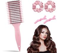 Tianyi-Lot De 5 Brosses À Boucler 2025 - Pour Cheveux Bouclés - 1 Brosse À Cheveux Curl Defining Brush, 2 Pinces À Cheveux, 2 Élastiques À Cheveux - Brosse De Coiffage Pour Femme, Boucles Naturelles