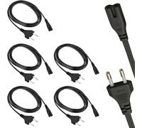 TIANYI-Lot de 5 Câbles d'alimentation Universel 2 pôles, Prise Secteur EU Type C vers Prise Double Femelle Type C7 - pour TV, Console de Jeux, Lecteur DVD-Blu-Ray, PS3, PS4, PS5, Xbox ¿ 1,80m - Noir