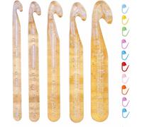 Tianyi-Lot De 5 Crochets En Ligne De Grande Taille, 12 À 25 Mm D'épaisseur, Avec Marqueur De Maille, Crochets Jumbo En Plastique Avec Tête De Crochet Creux Pour Tapis, Écharpes, Grands Projets De