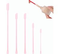 Tianyi-Lot De 5 Mini Spatules En Silicone Pour Maquillage - Sans Bpa - Longue Poignée - Pour La Dernière Goutte Des Bouteilles Fines - Rose