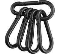 Tianyi-Lot De 5 Mousquetons M6 Robustes Avec Capacité De Charge De 50 Kg, 5,5 Mm De Diamètre, Crochet De Camping En Fer Massif Avec Revêtement Ep, Mousquetons Noirs Multi-Usages, Parfaits Pour Porte-