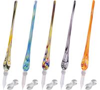 Tianyi-Lot De 5 Plumes De Calligraphie En Verre Avec Porte-Stylo, Stylo En Borosilicate Pour Écrire, Dessiner, Signatures, Calligraphie, Cadeaux
