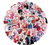 Tianyi-Lot De 50 Autocollants Darling In The Franxx Anime Pour Ordinateur Portable, Pare-Chocs, Planche À Roulettes, Bouteilles D'eau, Téléphone, Pack D'autocollants Anime Pour Enfants/Adolescents.