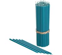 Tianyi-Lot De 50 Bougies En Cire D'abeille - Turquoise - Ne Coule Pas, Sans Fumée - Bougies Décoratives Pour Prière D'église, Décoration Ou Anniversaire - 16 Cm X 0,5 Cm (Turqoise)