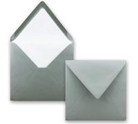 Tianyi-Lot De 50 Enveloppes Carrées, 16 X 16 Cm, Anthracite (Gris), Avec Doublure En Soie Blanche, Sans Fenêtre Et Avec Collage Humide, Pour Cartes D'invitation À Mariage Et Anniversaire